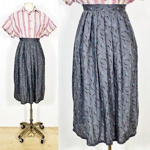Grey 80’s Geometric Pleated Skirt | Vintage